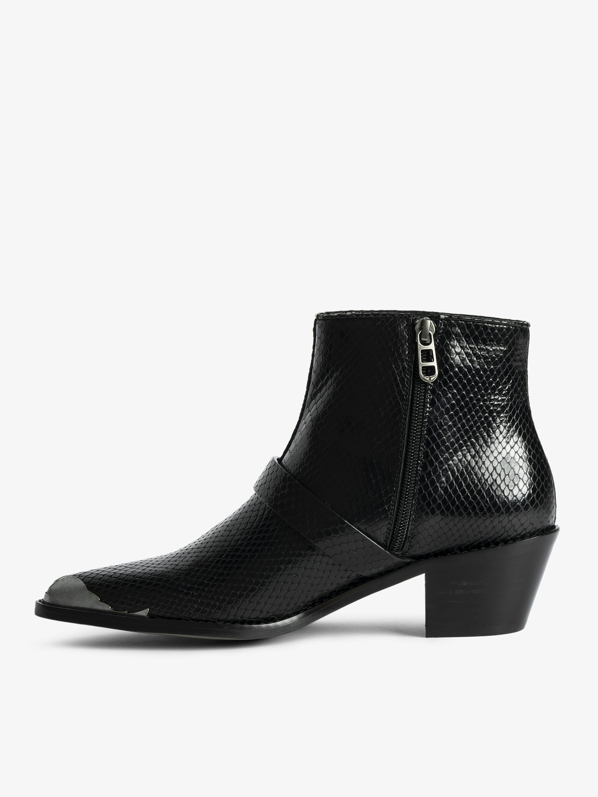 Ankle boots Tylow Wild Mirror - Ankle boots in python-effect leather adorned with signature buckles and metallic wing-shaped studs.